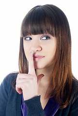 Image showing Woman gesturing to silence