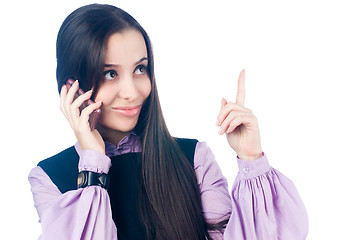 Image showing Talking girl by mobile