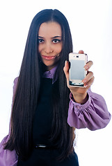 Image showing Girl with mobile phone