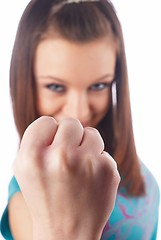 Image showing Woman showing fists