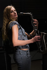 Image showing Woman with saxophone