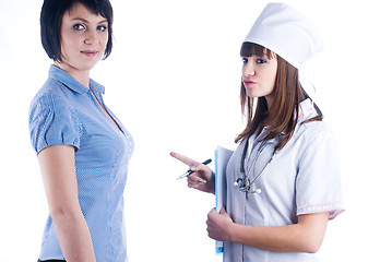 Image showing Female doctor and patient
