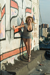 Image showing Girl on roof