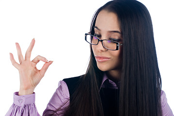 Image showing Girl with ok gesture