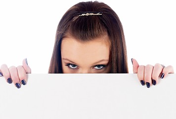 Image showing Woman beside whiteboard