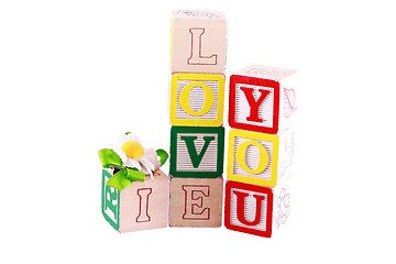 Image showing I Love You photographed using childs alphabet