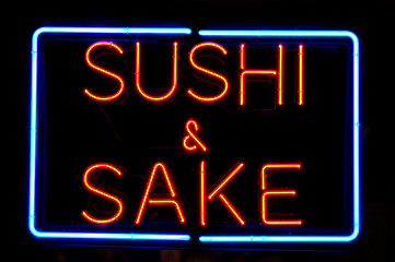 Image showing sushi & sake