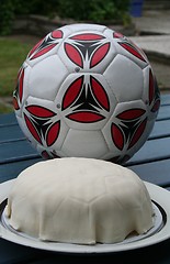 Image showing Football and gateau