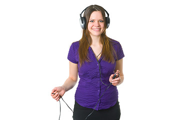 Image showing Young woman with headphones