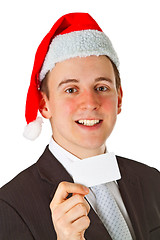 Image showing Businessman with chrismas hat