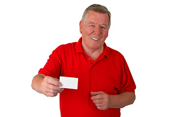 Image showing Male senior with business card