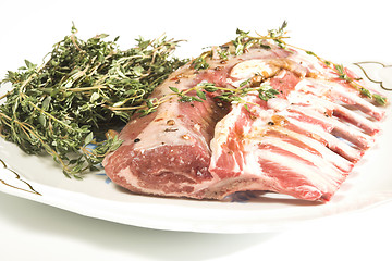 Image showing lamb rib over white close up