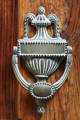 Image showing Door knocker on wood 