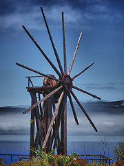 Image showing wooden windmill on La Palma 