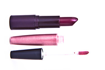 Image showing lipstick with lip gloss