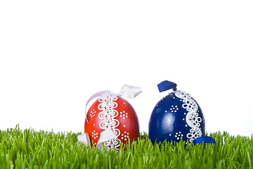 Image showing easter eggs in grass