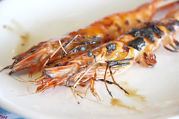 Image showing Grilled prawns