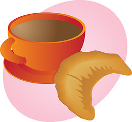 Image showing Coffee and croissant