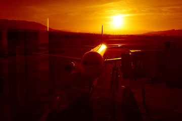 Image showing landing at sunset