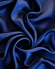 Image showing Smooth elegant dark blue silk as background 