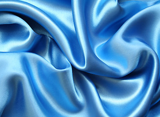 Image showing Smooth elegant blue silk as background 