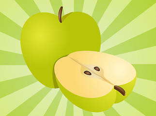 Image showing Apple whole and half illustration