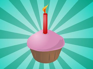 Image showing Birthday cupcake with candle