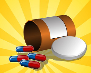 Image showing Illustration of open pillbox with pills