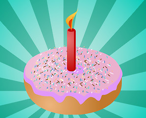 Image showing Birthday donut with candle