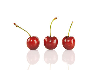 Image showing Sweet red cherries isolated on white background