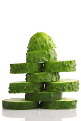 Image showing pile of cucumber slices
