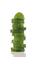 Image showing pile of cucumber slices