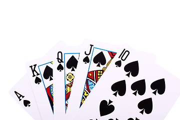 Image showing Highest hand in poker, royal flush of spades 