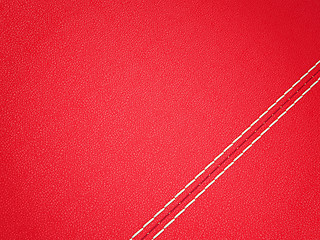 Image showing Diagonal stitched red leather background