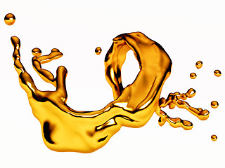 Image showing Splash of liquid molten gold with drops 