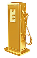 Image showing Costly fuel: golden gasoline pump isolated