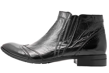 Image showing Black leather mens boot isolated