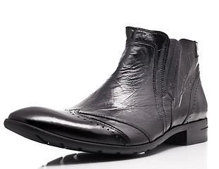 Image showing Black patent leather mens boot 