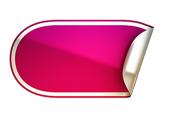 Image showing Pink rounded bent sticker or label 