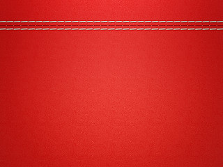 Image showing Stitched red leather background