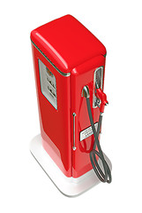 Image showing Retro red gasoline pump isolated over white 