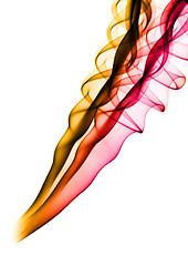 Image showing Abstract colorful fume swirls on white