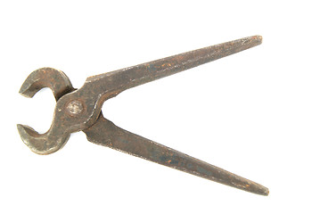 Image showing Old rusty pincers on white background