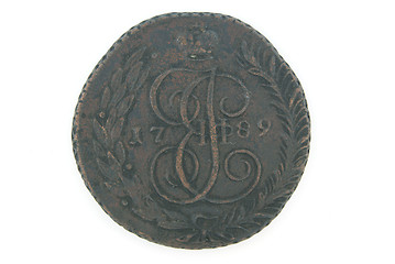 Image showing A copper Russian coin of 18 century (5 kopek)