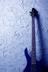 Image showing blue bass guitar