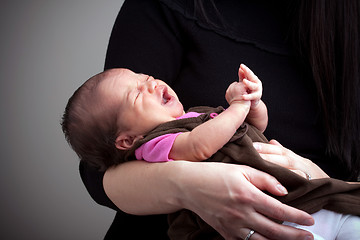 Image showing Mother Holding a Screaming Baby