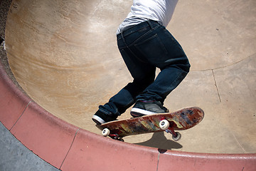 Image showing Skateboarder Skating Inside the Bowl