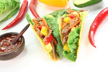 Image showing Mexican tacos with beef