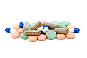 Image showing Pile of various pills and tablets