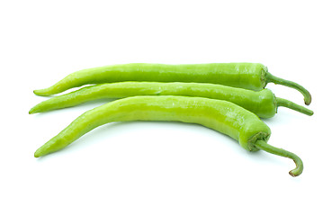 Image showing Three green chili peppers